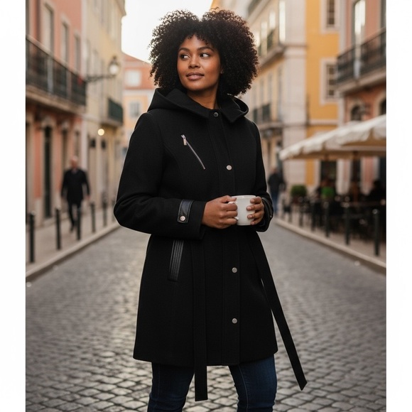 MICHAEL Michael Kors Black Trench Coat - Picture 2 of 7